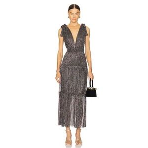 Sabina Musayev Size M Helena Maxi Dress in Multicolor Silver Metallic